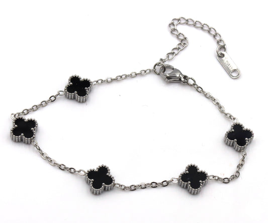 Black onyx stainless steel bracelet