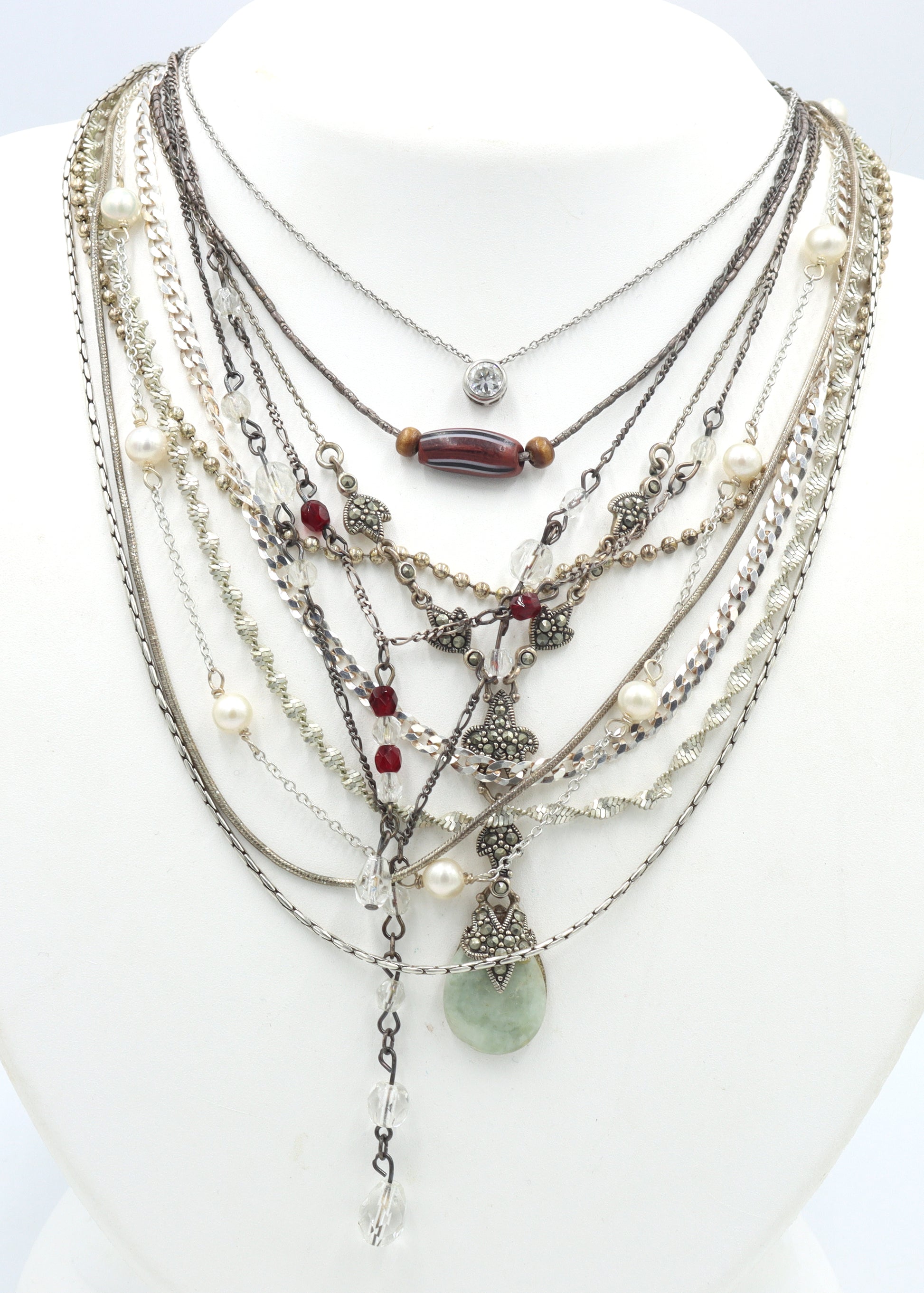 Group lot of 11 Vintage 925 sterling silver necklaces