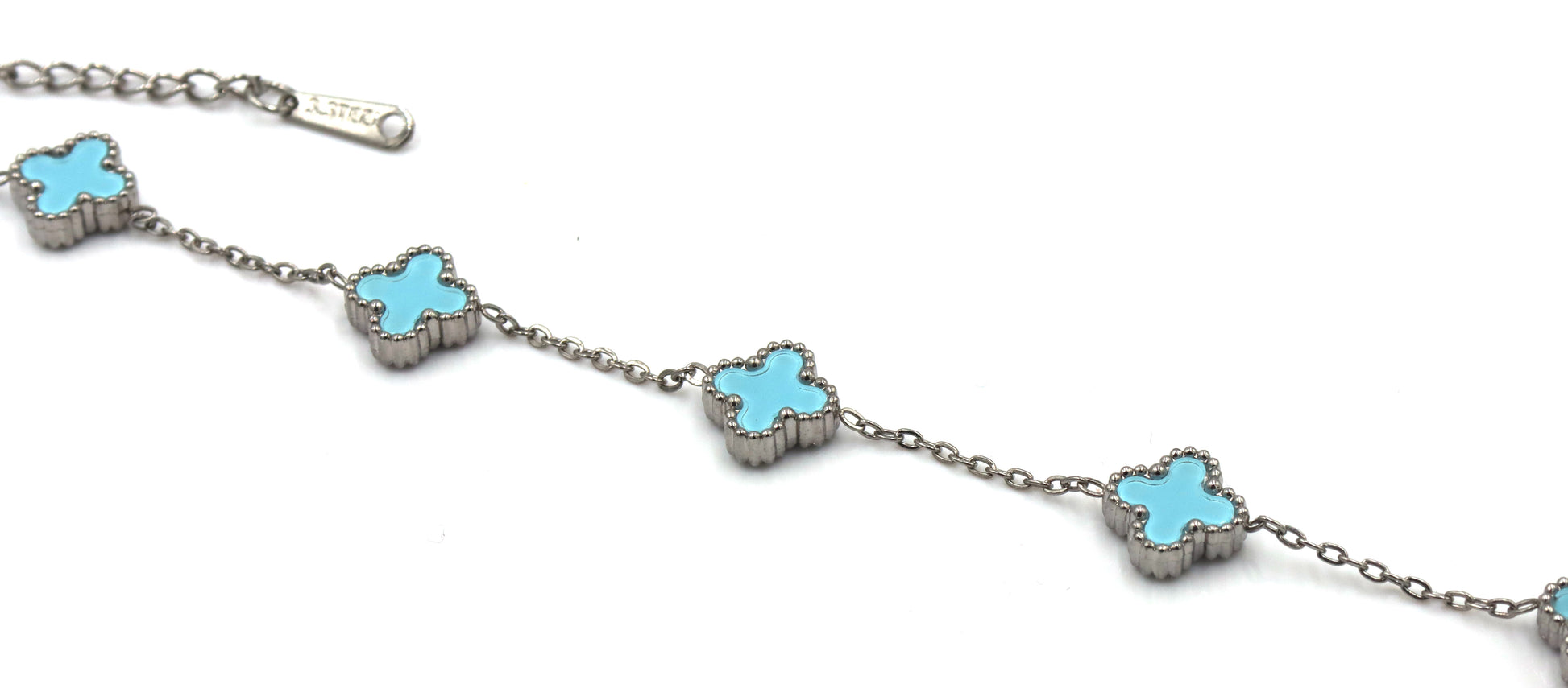 Blue stone stainless steel adjustable bracelet
