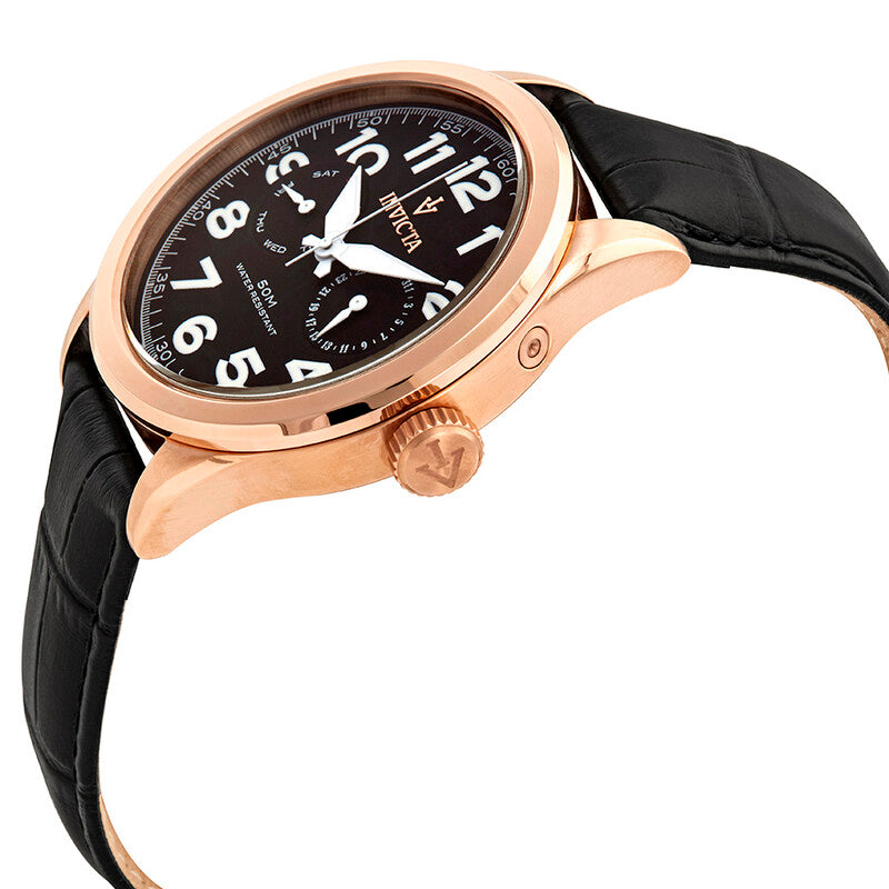 Invicta Vintage Black Dial Leather Strap Men’s Watch