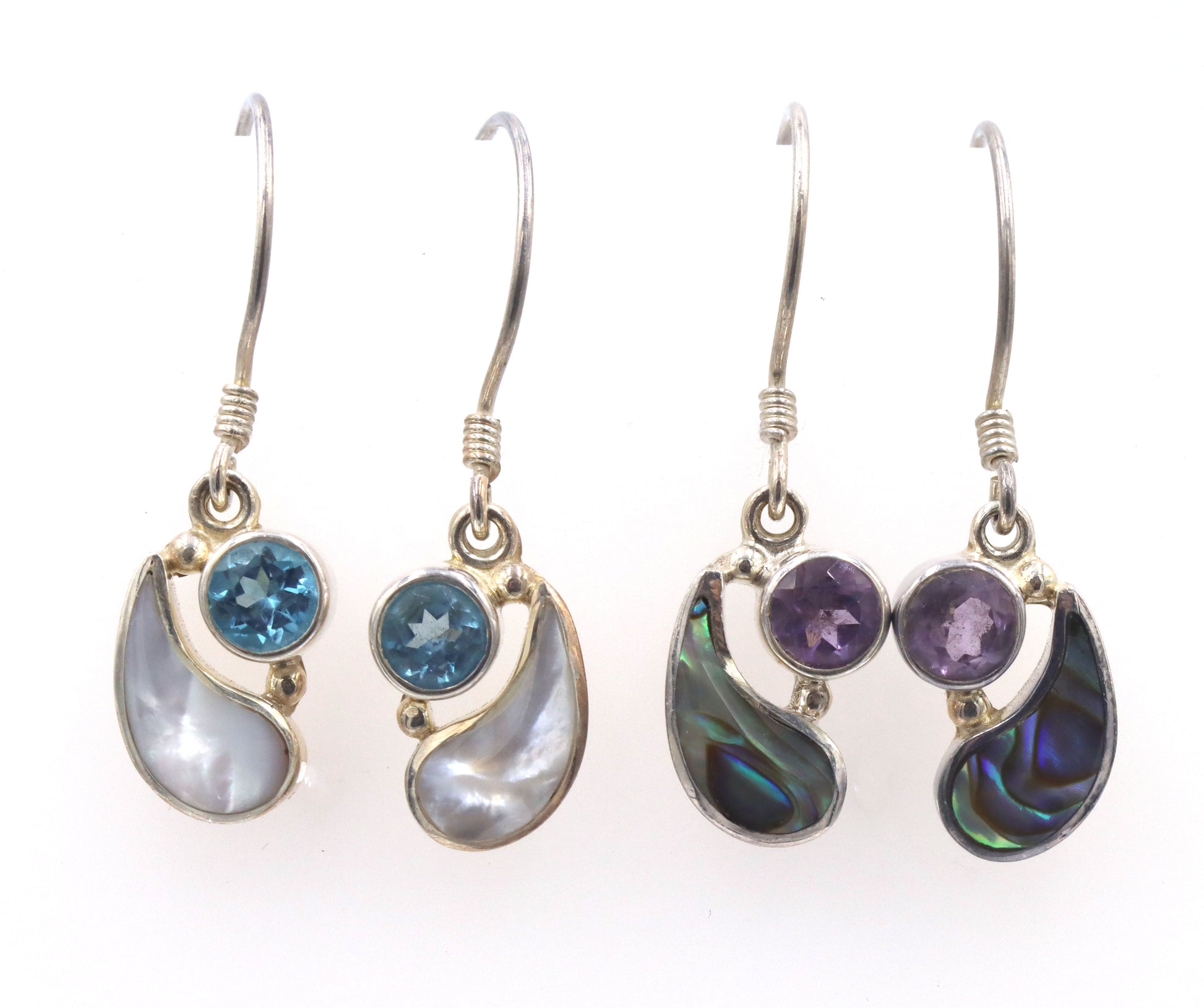 2 Pairs of Signed Sejan 925 sterling silver dangle earrings