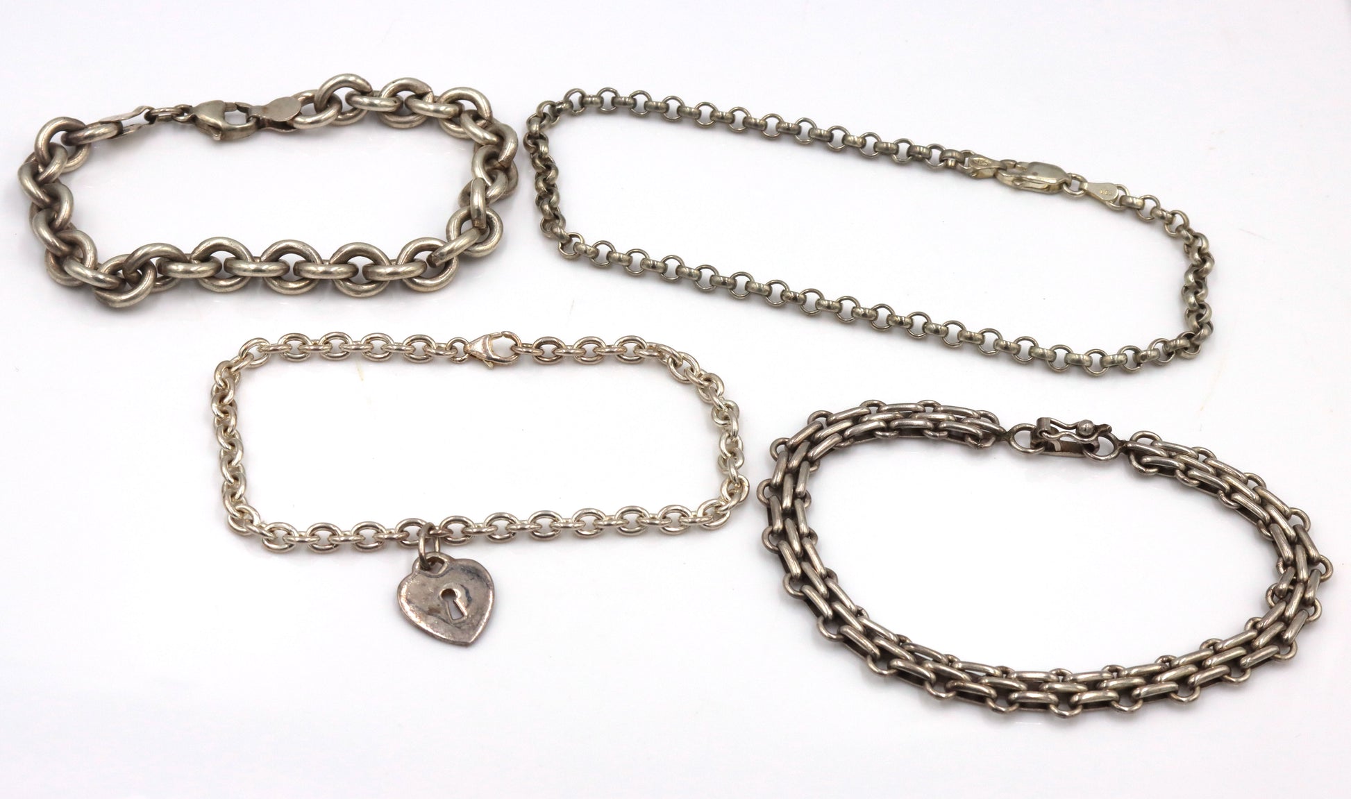 Group lot of 4 vintage 925 sterling silver bracelets