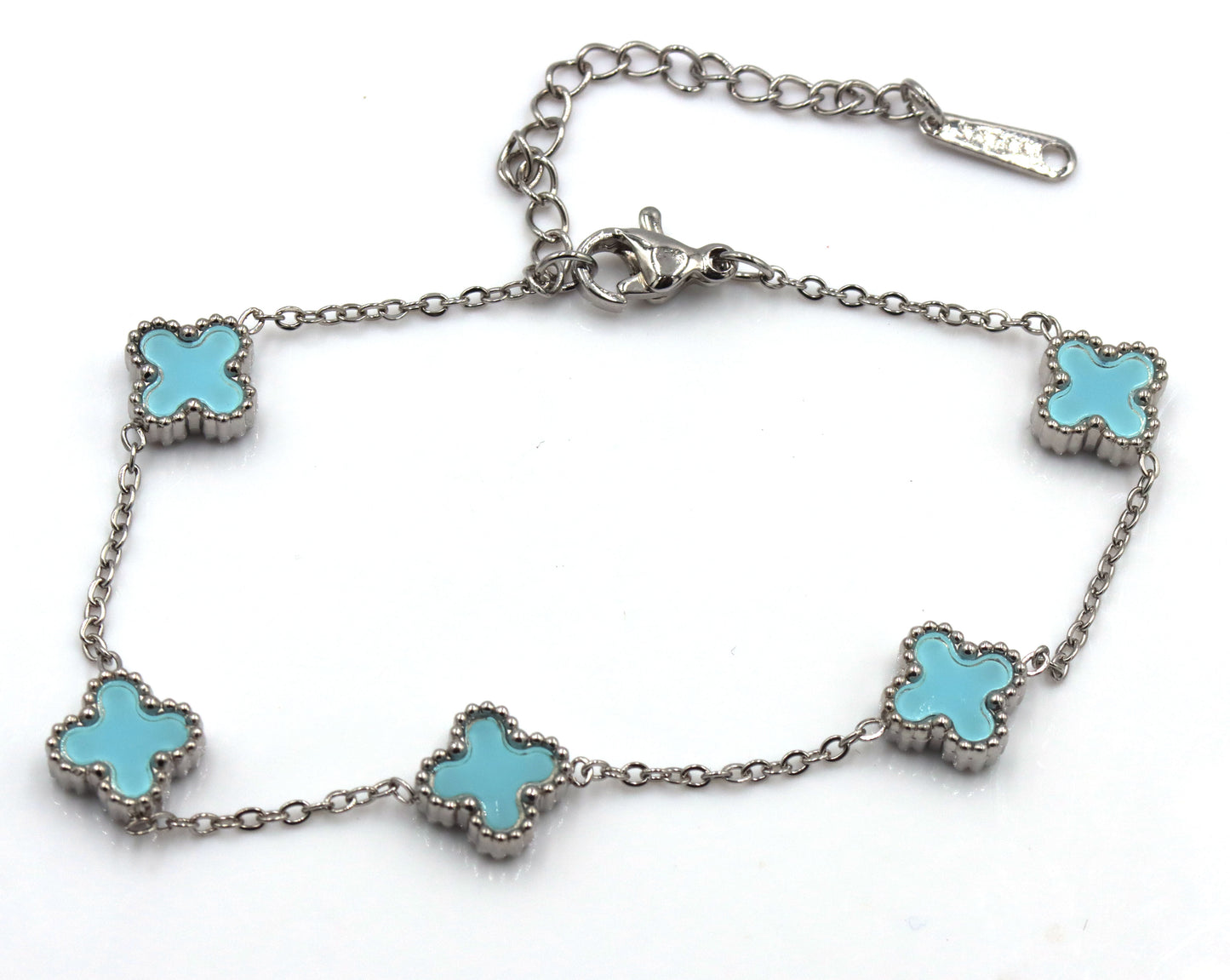 Blue stone stainless steel adjustable bracelet