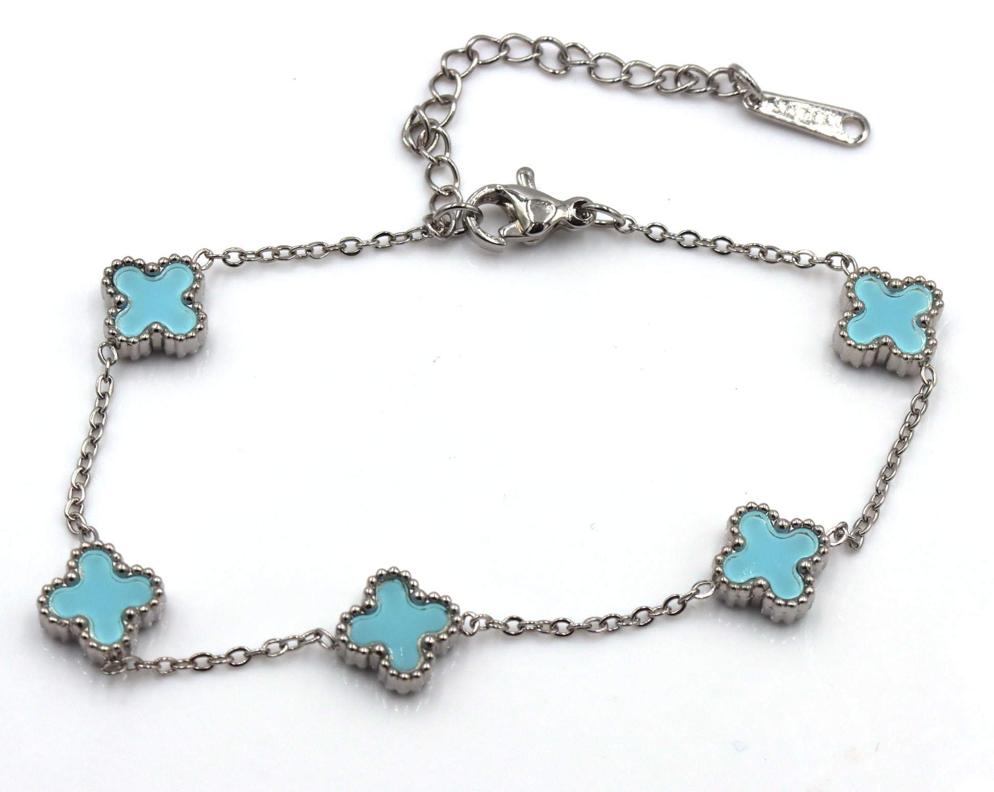 Blue stone stainless steel adjustable bracelet