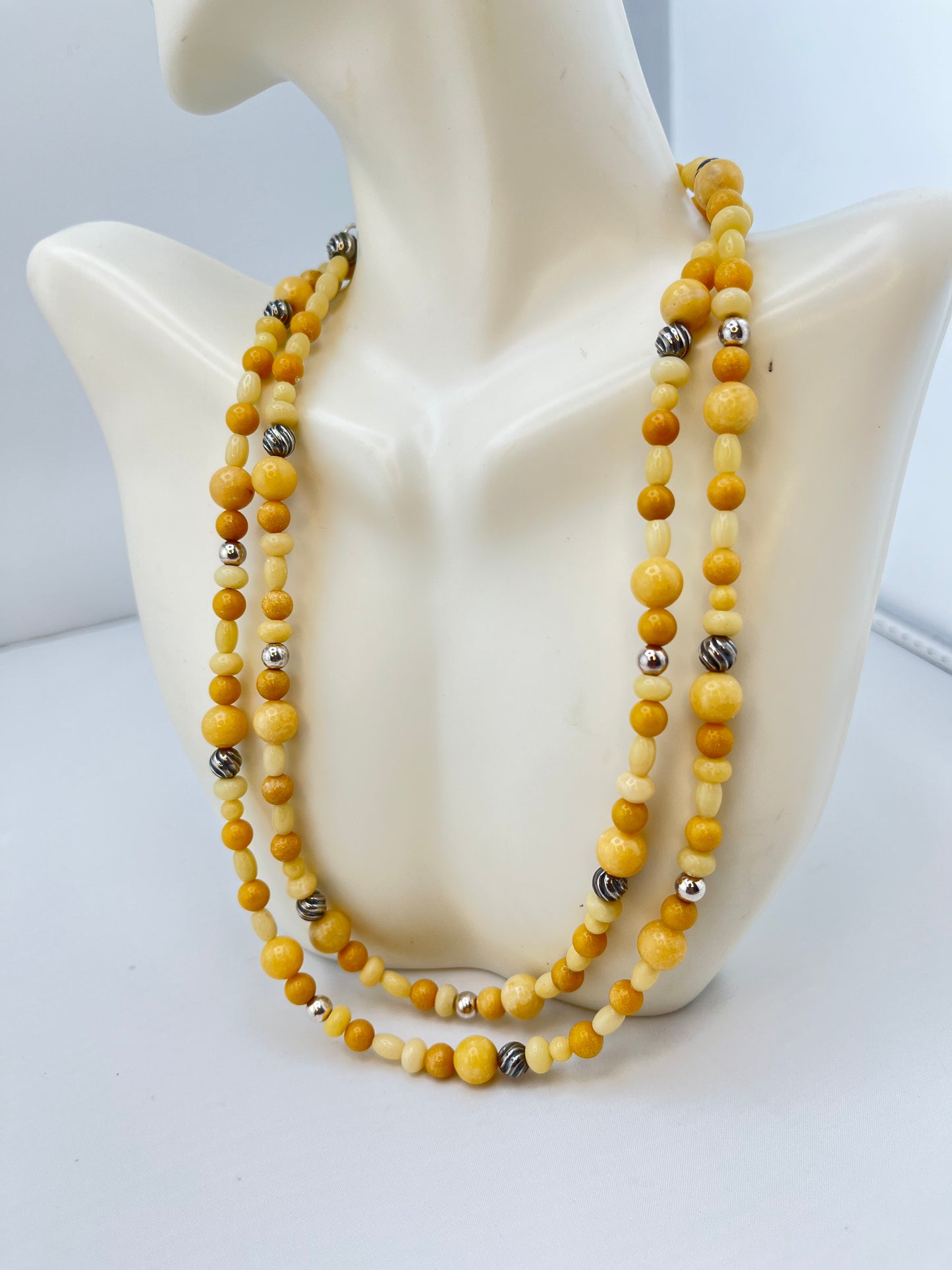 925 Sterling Silver Jay King DTR Silpada Yellow Opal Beads And Silver accent Necklace
