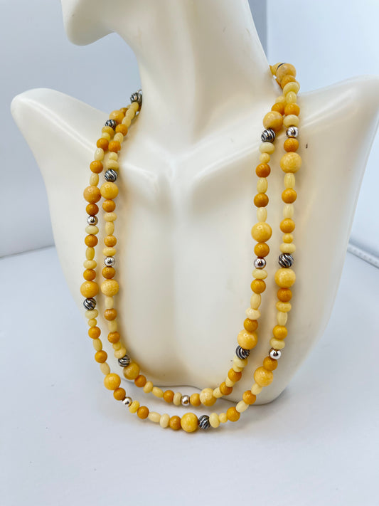925 Sterling Silver Jay King DTR Silpada Yellow Opal Beads And Silver accent Necklace