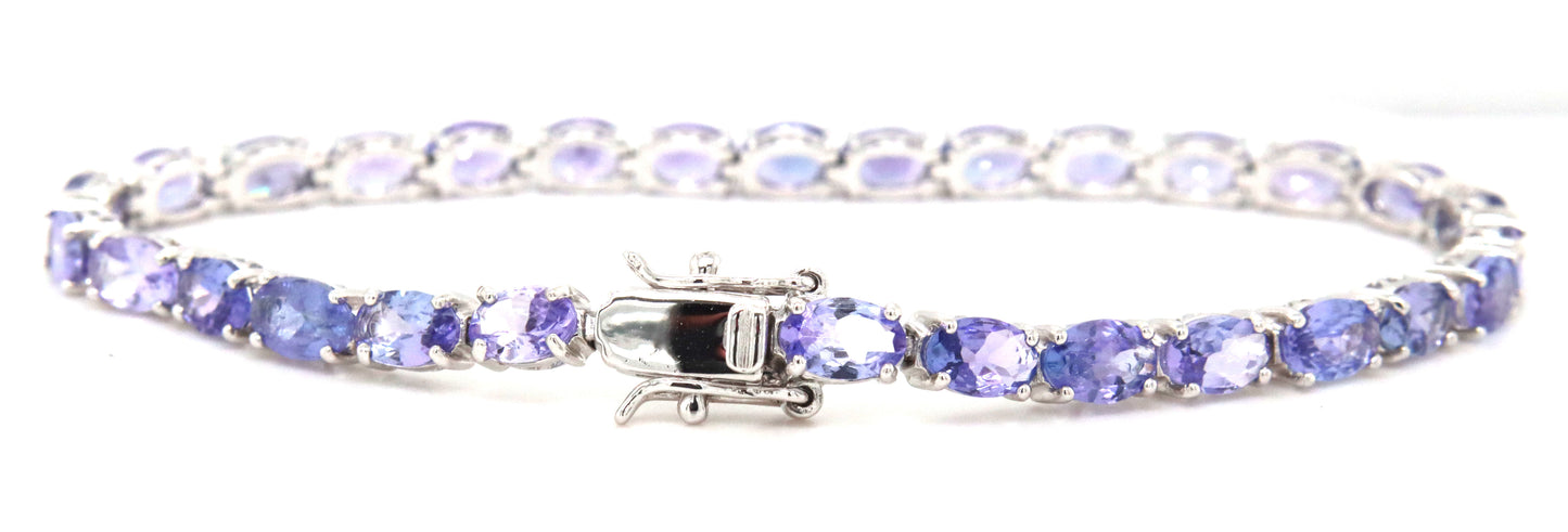 925 sterling silver oval cut tanzanite tennis bracelet