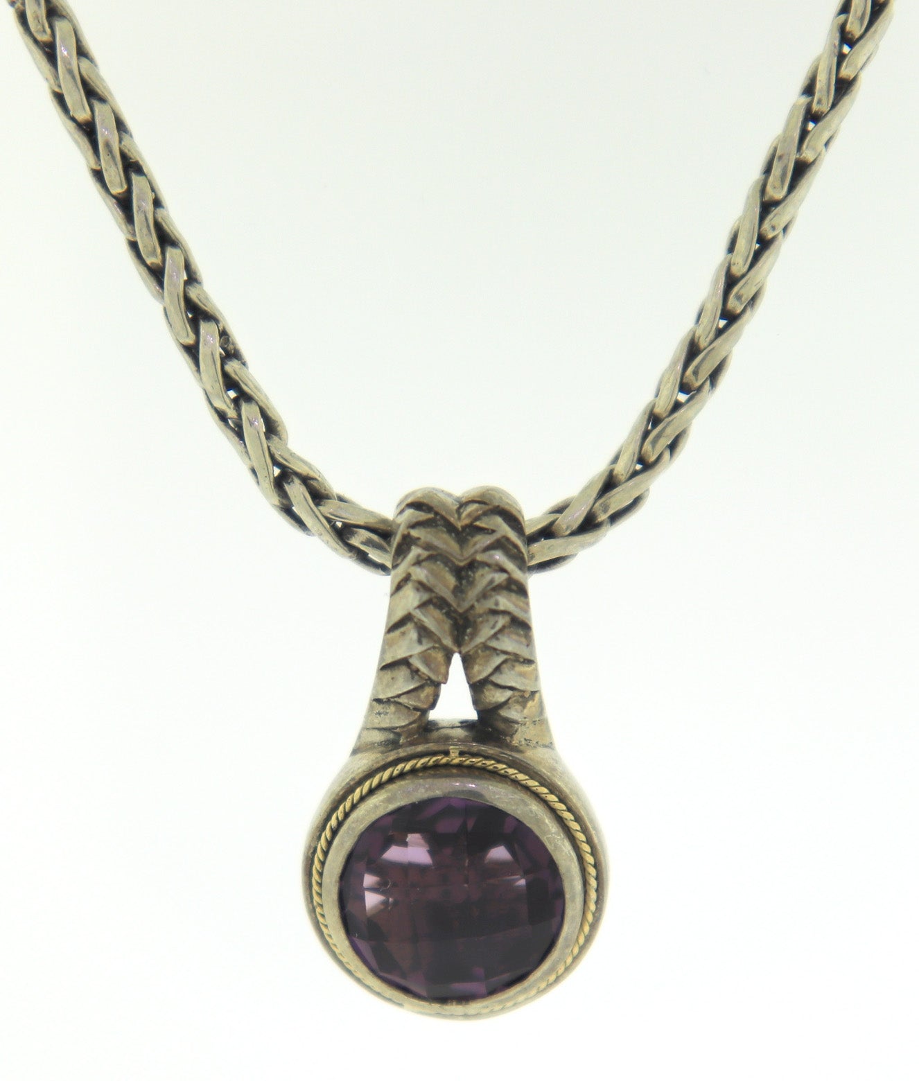 925 Sterling Silver Amethyst Pendant on Chain