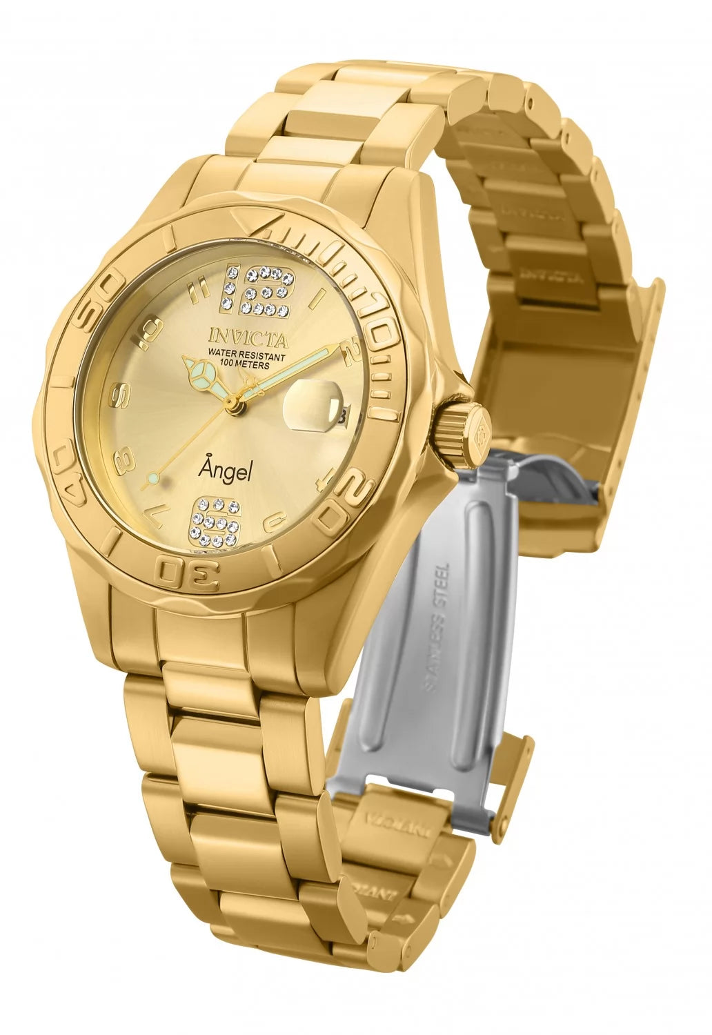 Invicta Women's Angel Quartz 3 Hand Gold Dial Watch