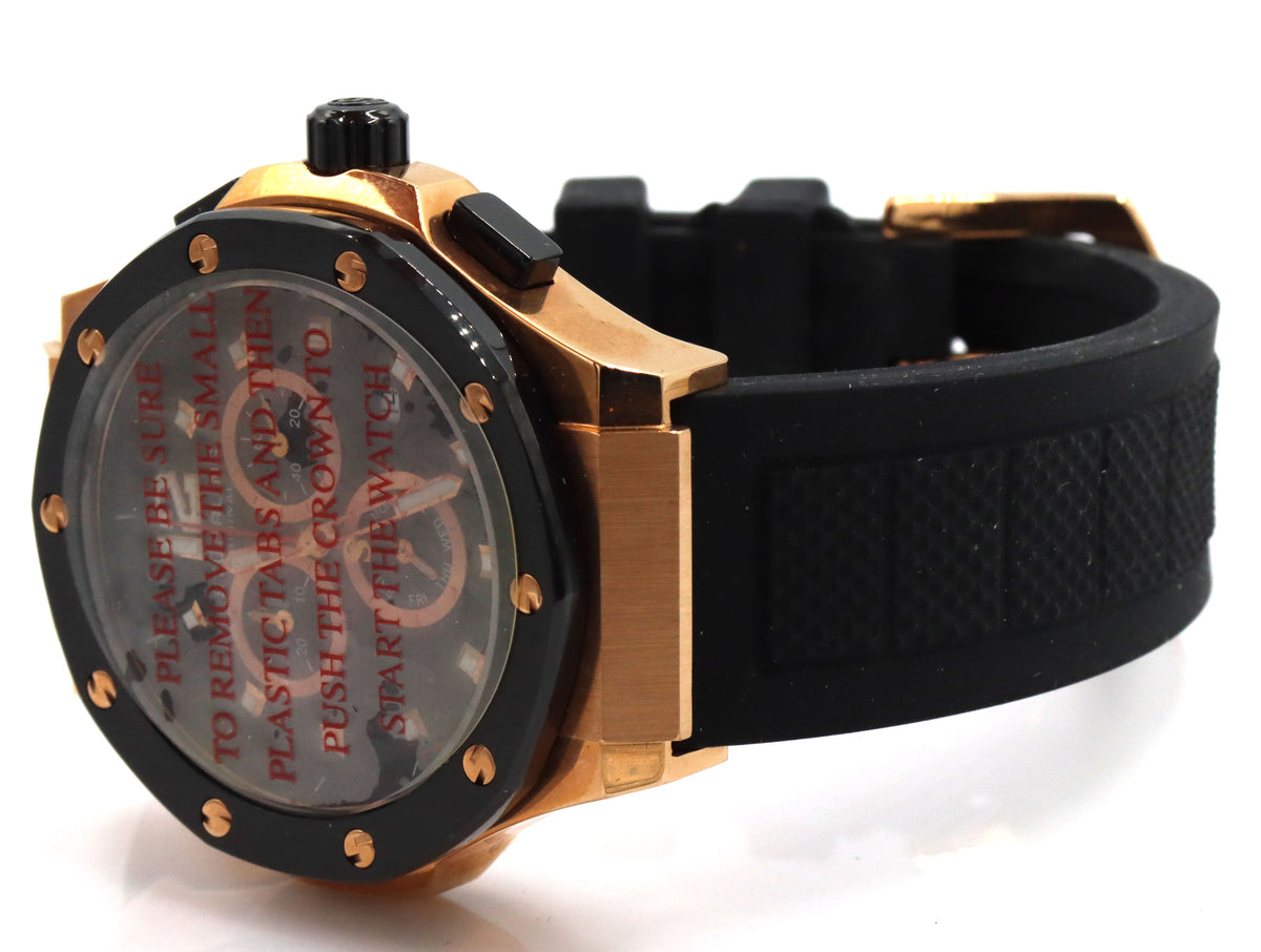 Stuhrling chronograph sports watch black and copper dial