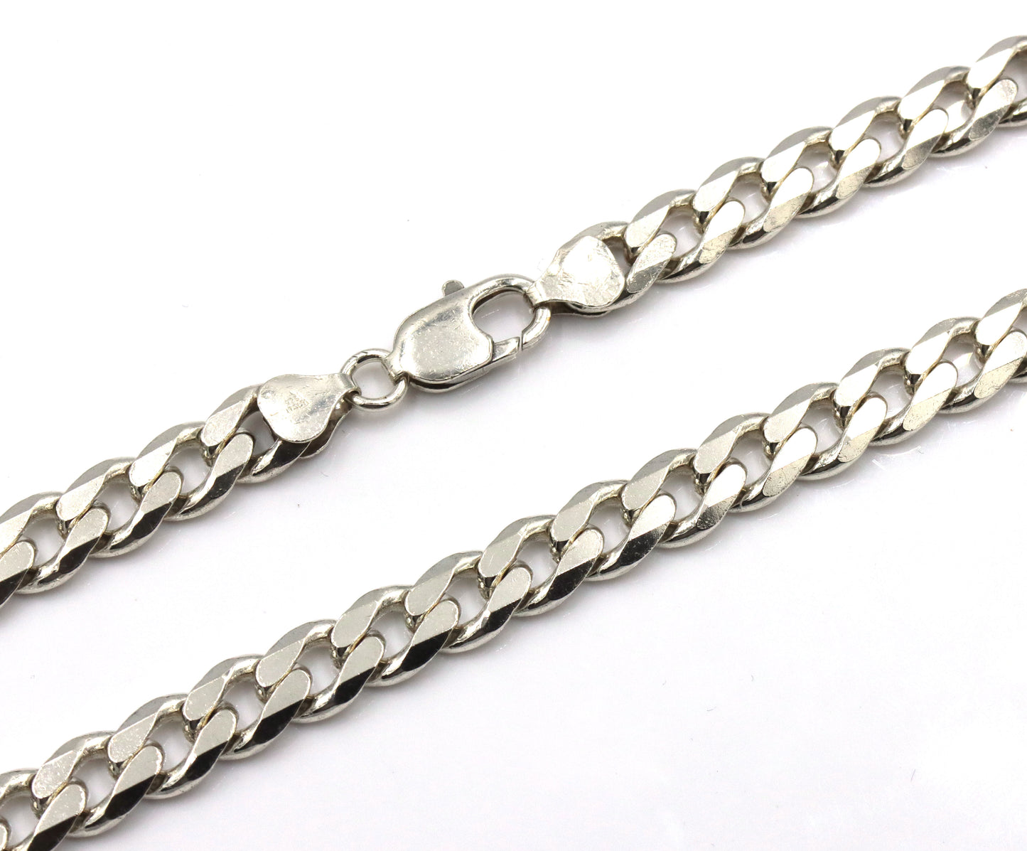925 Sterling silver 8mm flat curb link chain necklace
