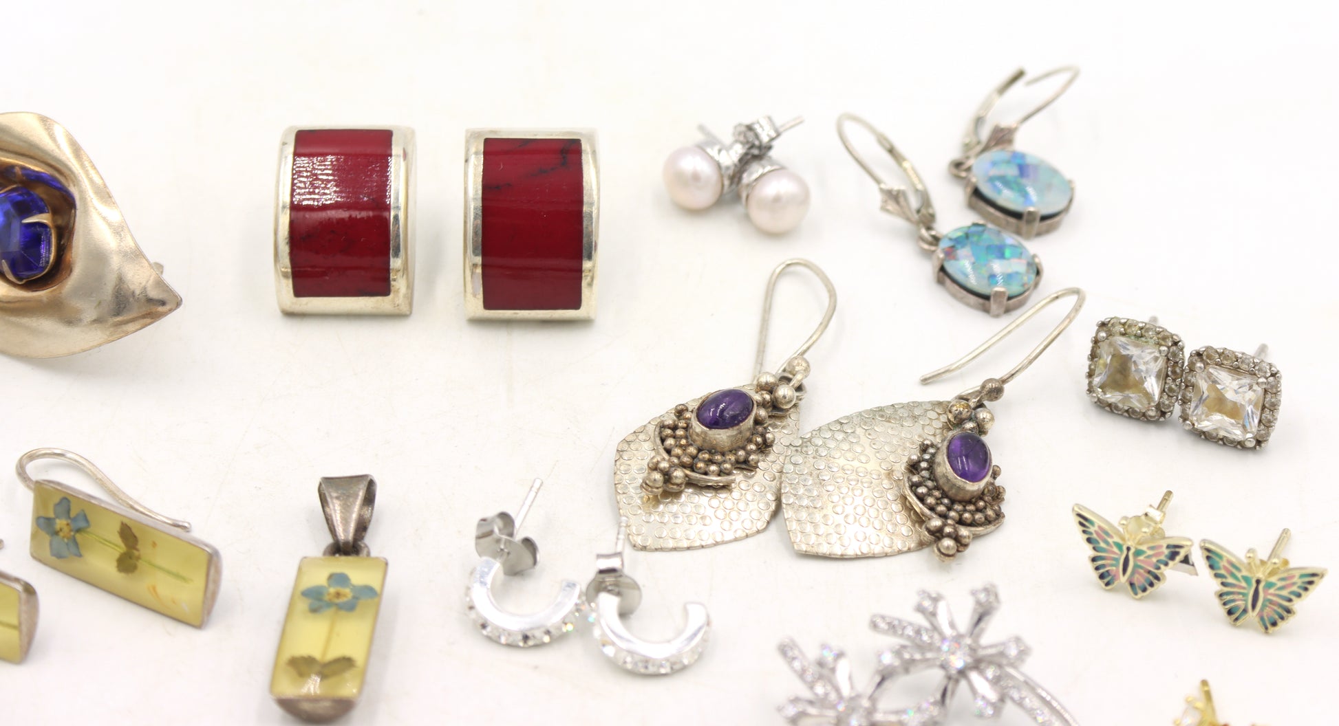 Vintage 925 sterling silver group lot of earrings