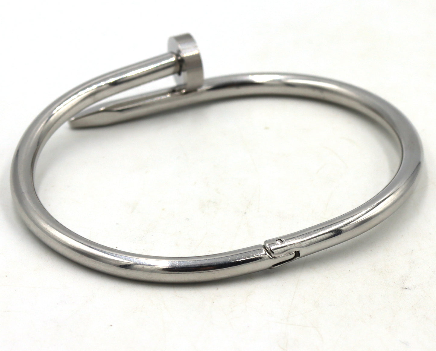 Stainless steel nail cuff bangle