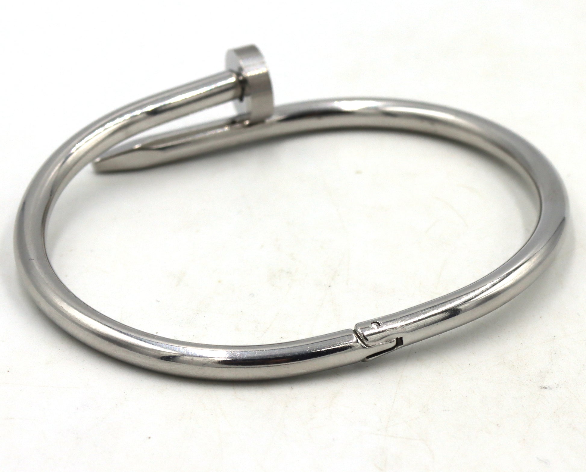 Stainless steel nail cuff bangle