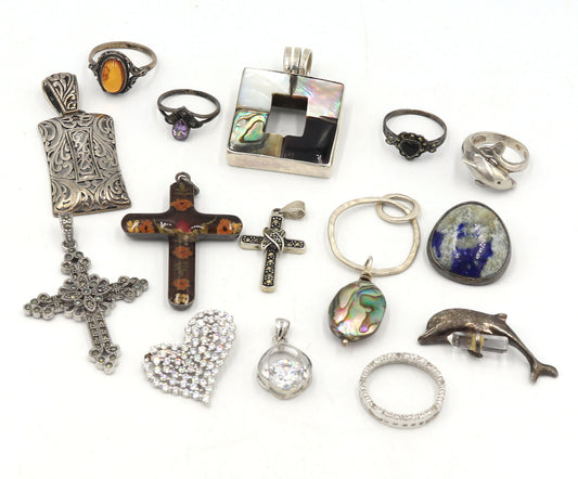 Group lot of Vintage 925 sterling silver misc jewelry