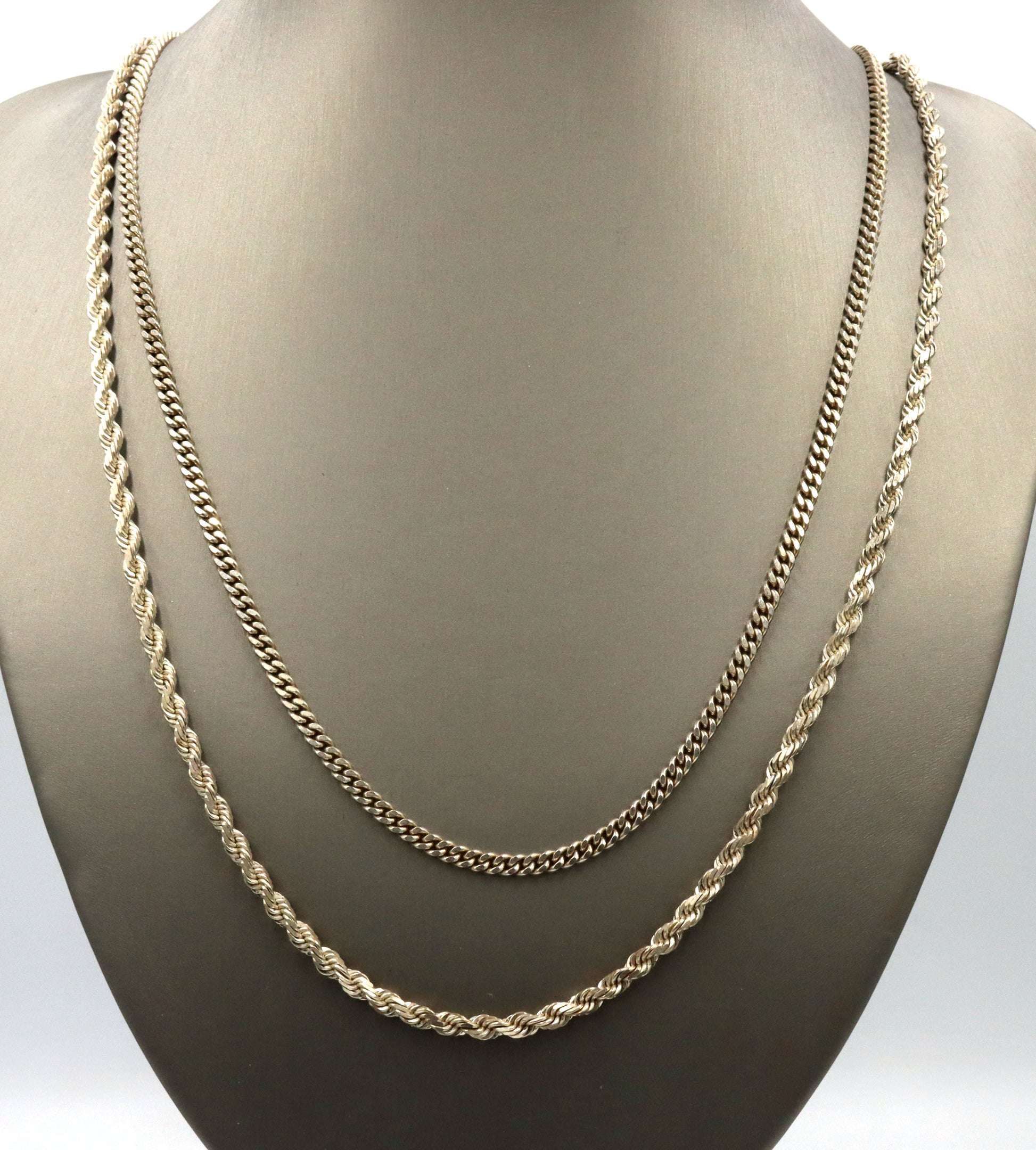 Group lot of 2 vintage 925 sterling silver chains