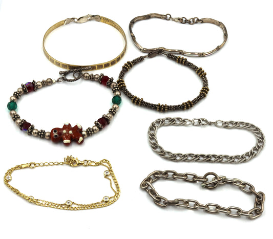 Vintage 925 sterling silver group lot of 7 bracelets