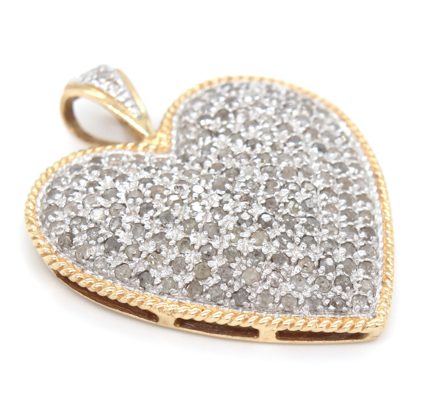10kt Yellow gold diamond heart shaped pendant