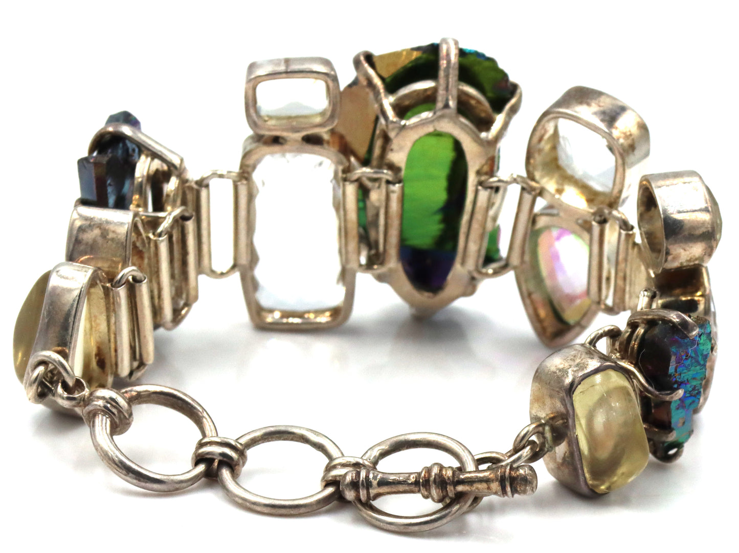 Vintage 925 sterling silver multi color crystal bracelet
