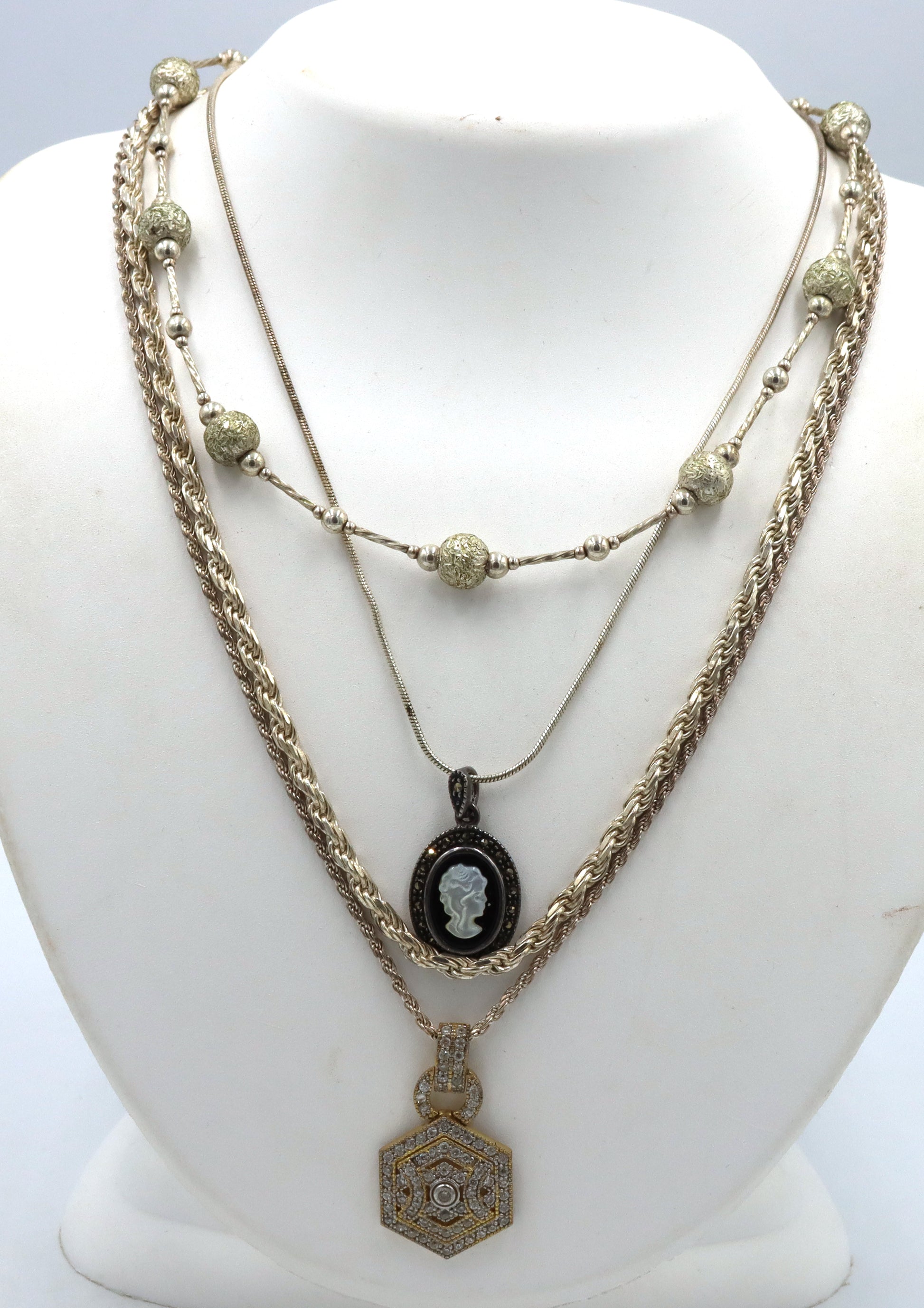 Group lot of 4 Vintage 925 sterling silver necklaces
