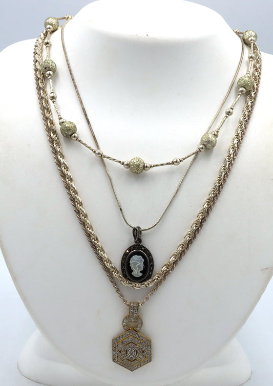 Group lot of 4 Vintage 925 sterling silver necklaces