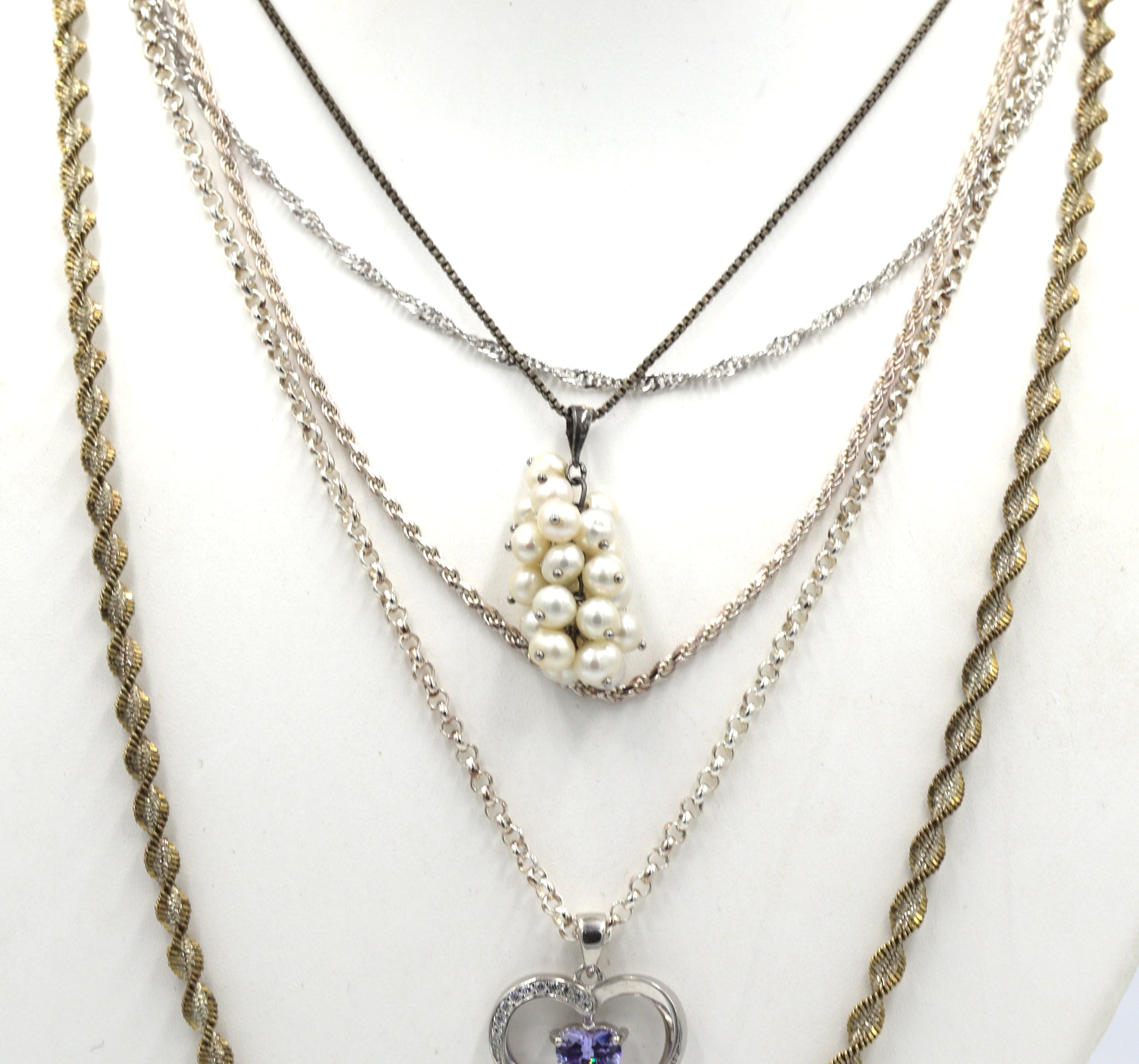 Group lot of 5 Vintage 925 sterling silver necklaces