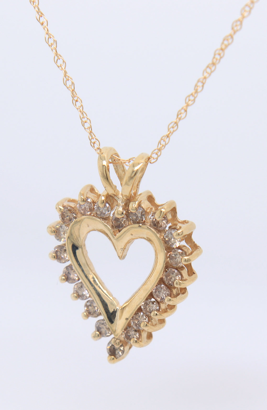 Fancy Yellow Gold Diamond Heart Pendant on Chain