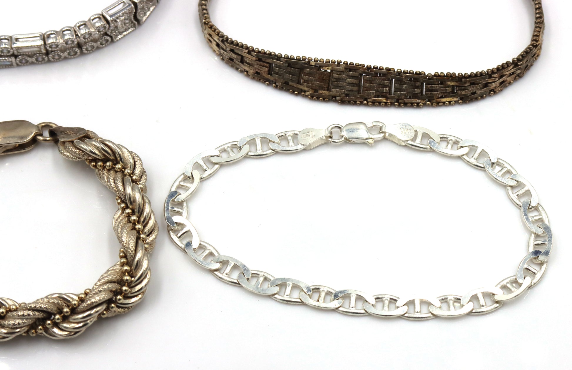 Group lot of 4 Vintage 925 sterling silver bracelets