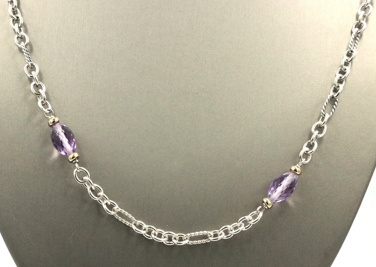 David Yurman amethyst Figaro link necklace