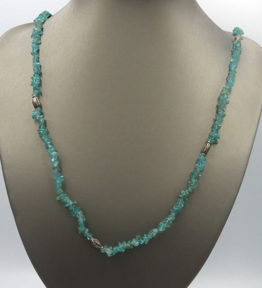 Aquamarine blue green stone bead Ethnic necklace