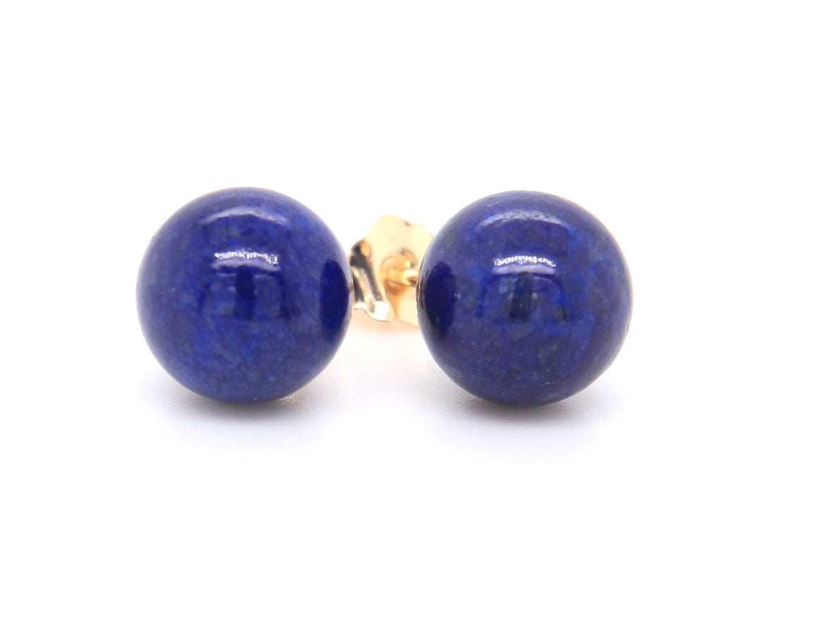 8mmLapis stud earrings in yellow gold