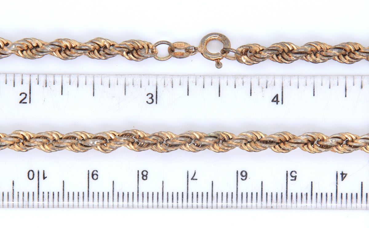 Italian vintage 925 sterling silver rope chain necklace