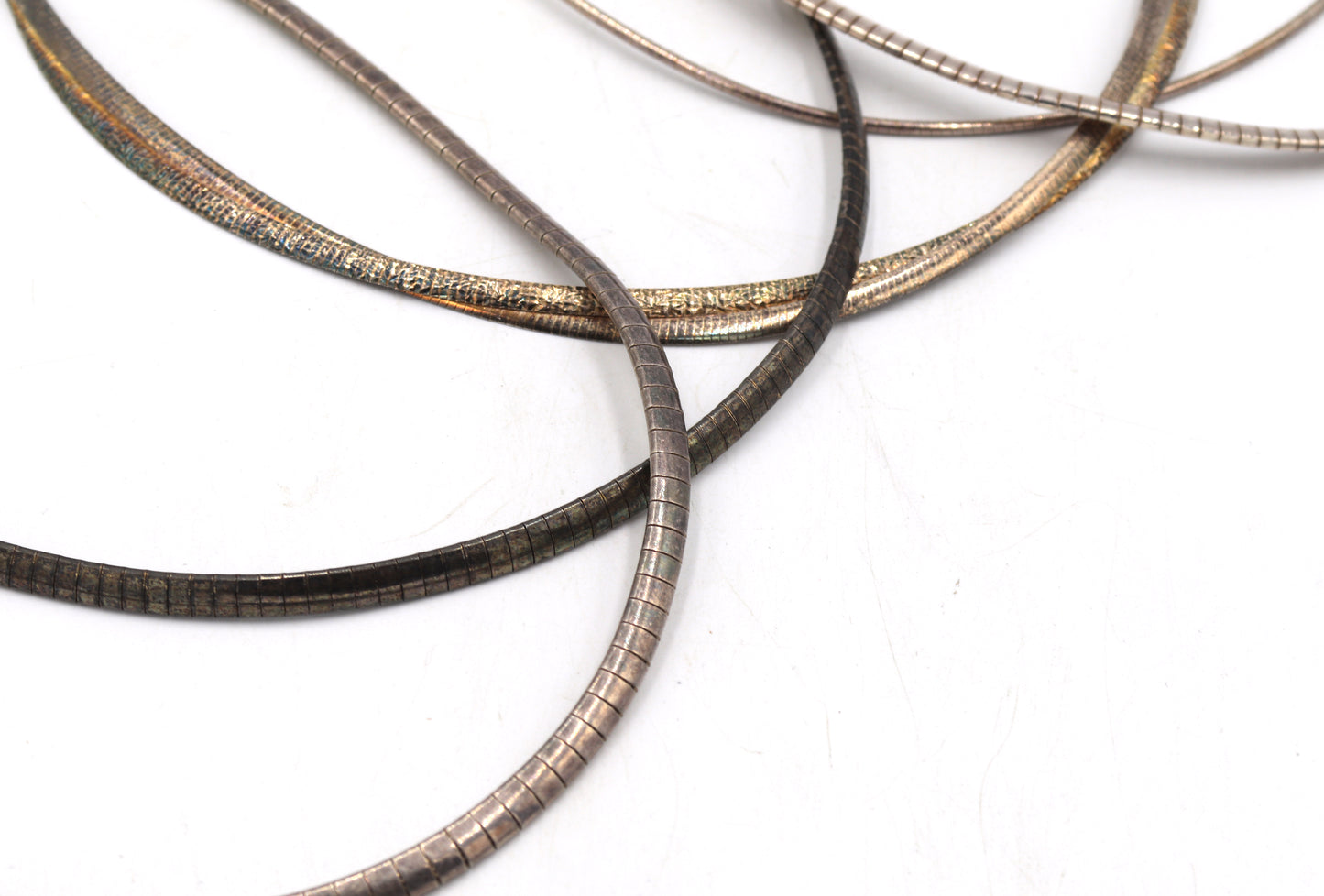 Group lot of 5 Vintage 925 sterling silver omega necklaces