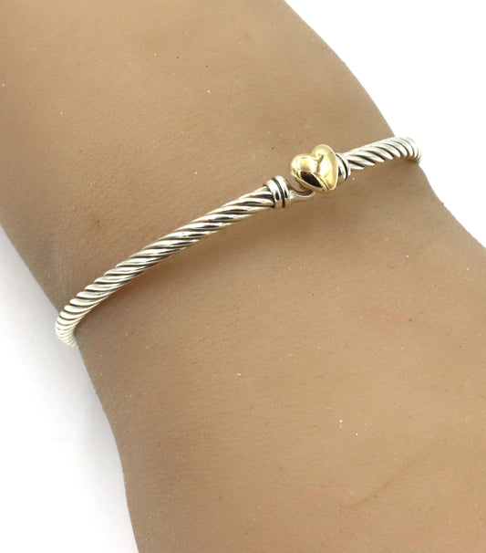 David Yurman cable classic heart bangle bracelet
