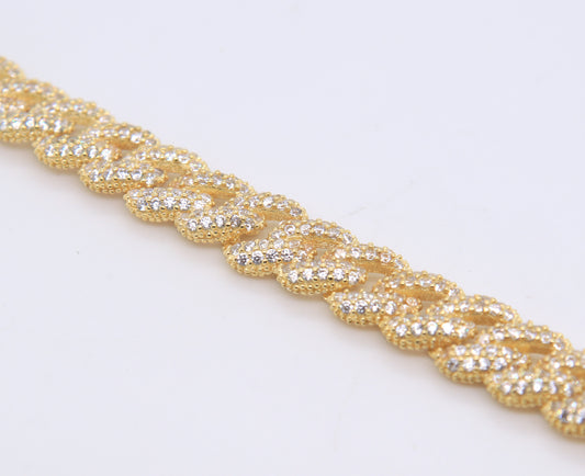 925 Sterling Silver Cubic Zirconia Curb Link Bracelet