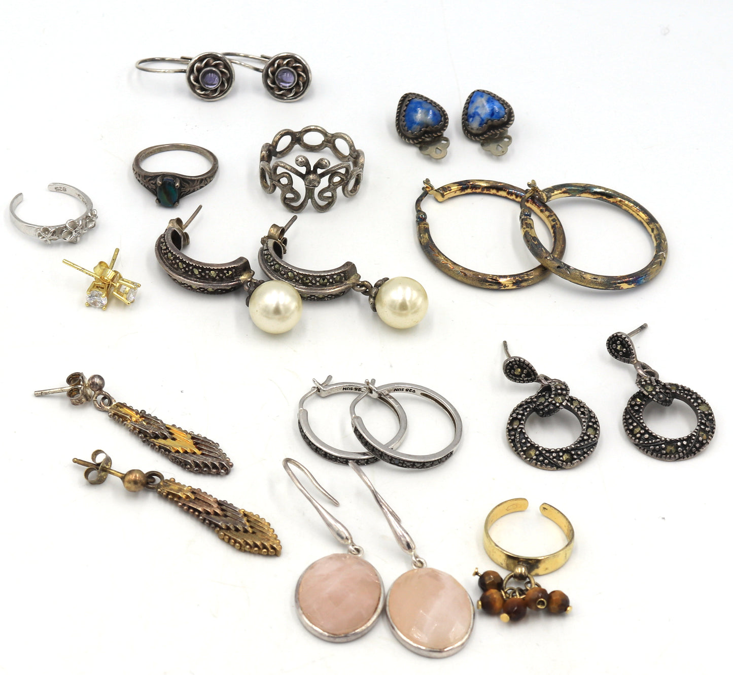 Group lot of Vintage 925 sterling silver earrings and rings