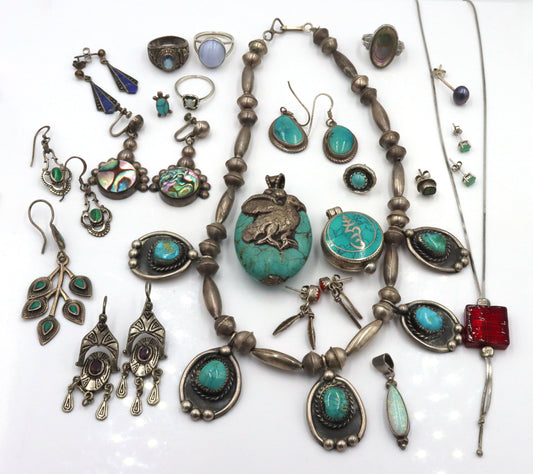 Vintage 925 sterling silver group lot of mixed jewelry