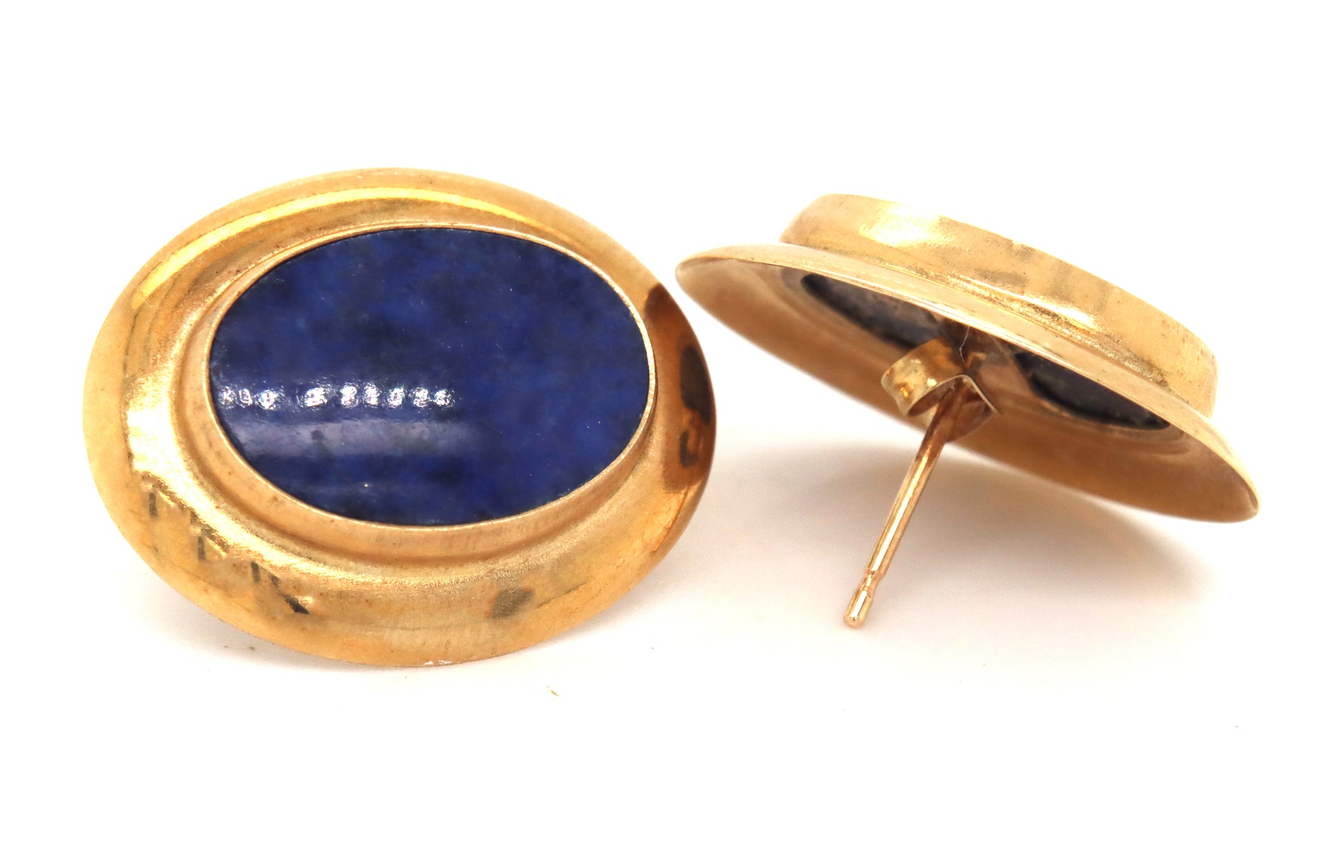 14kt Yellow gold lapis earrings