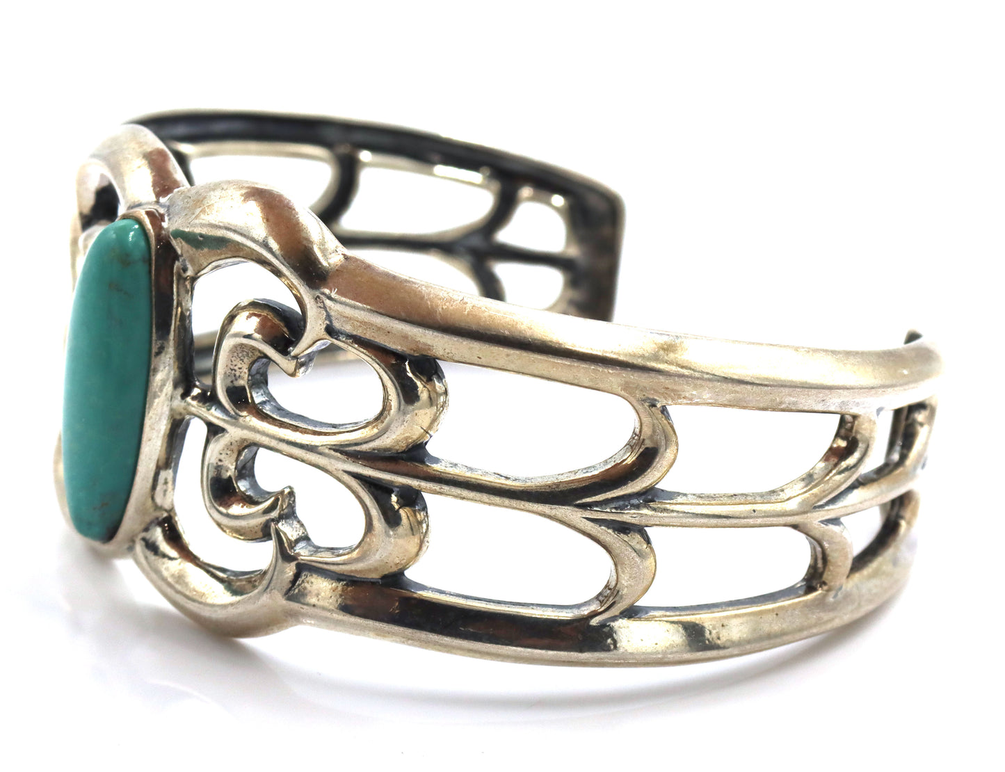 925 Sterling silver signed turquoise cuff bangle