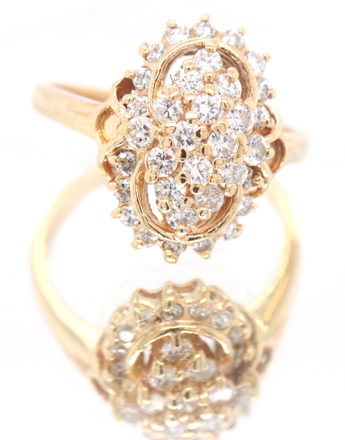 14kt Yellow Gold approximate 0.60ctw Diamond Cluster Ring