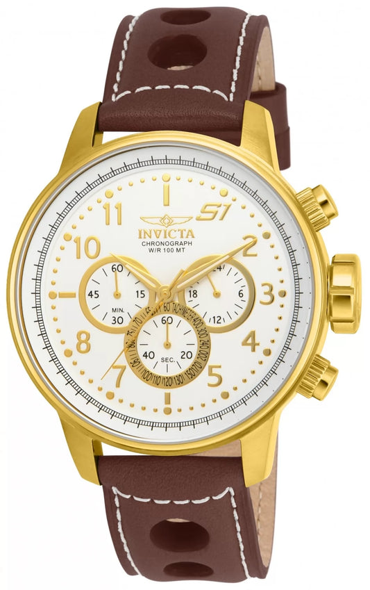 Invicta Men's S1 Rally Quartz Multifunction Gold, Antique Silver Dial Watch