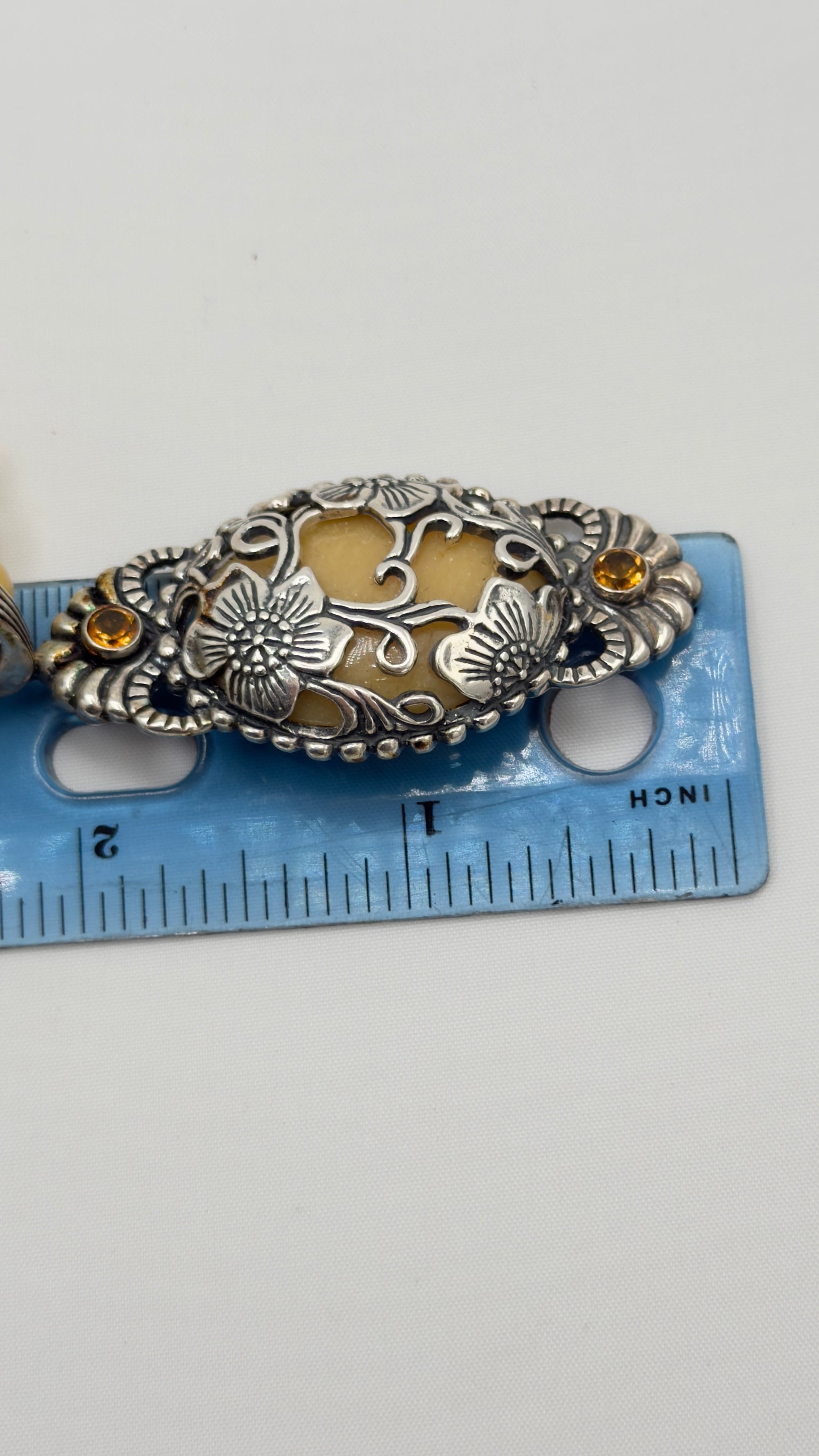 925 Sterling Silver Carolyn Carolyn Pollack Yellow jasper and Citrine Pendant With Amber Beads Neckl