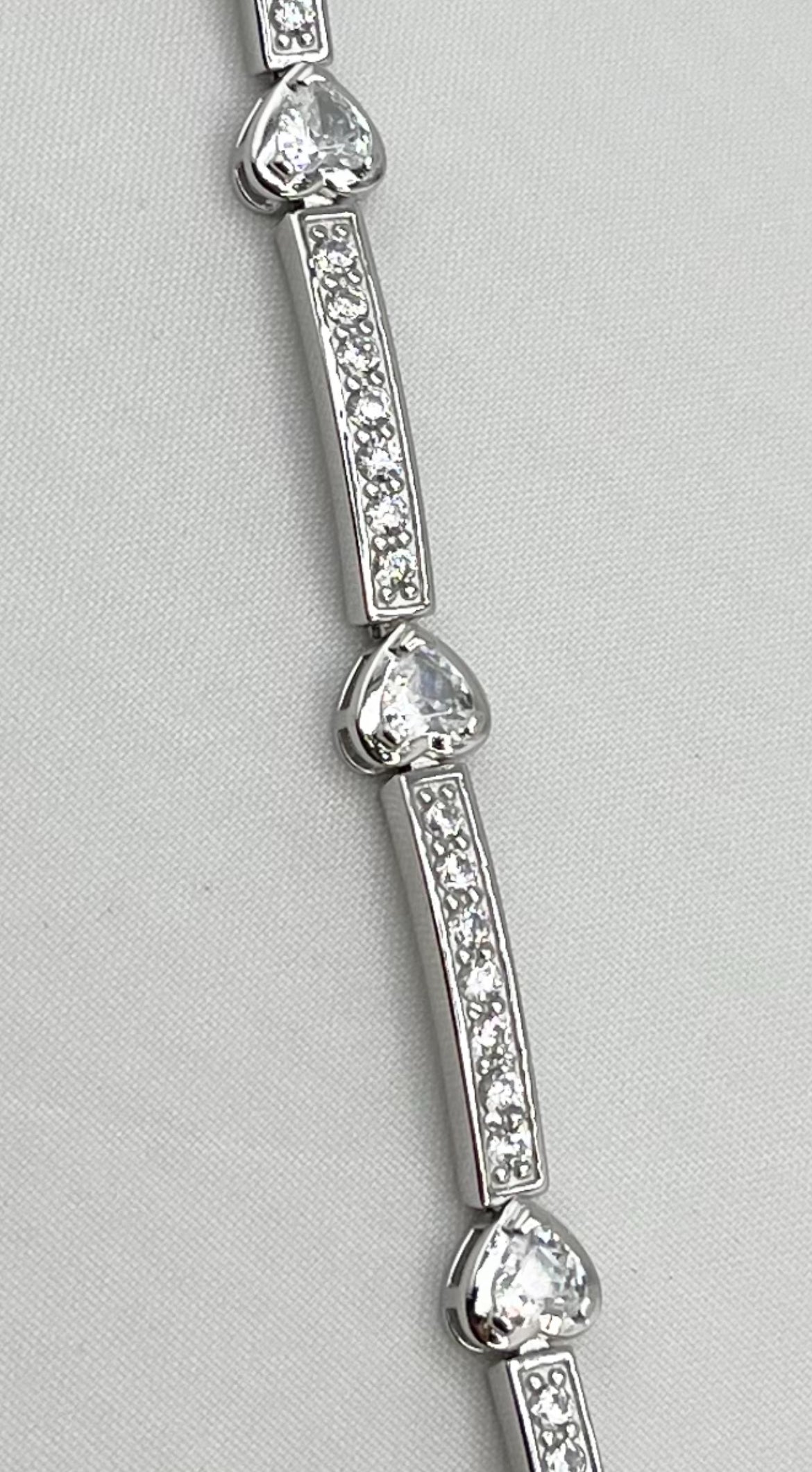 925 Sterling Silver Tennis Bracelet With Heart Station