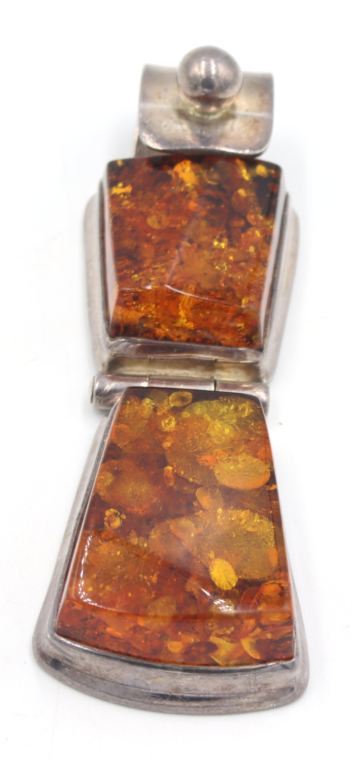 Lot of 2 Vintage 925 sterling silver Amber pendants