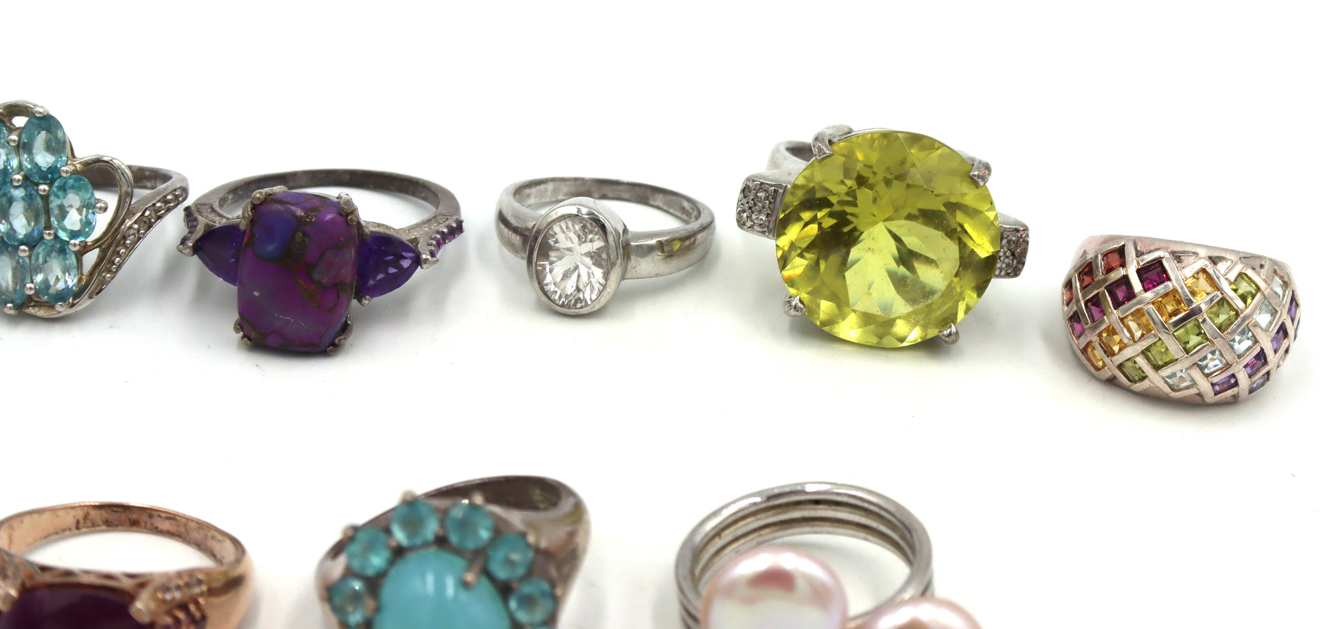 Group lot of vintage 925 sterling silver gemstone rings