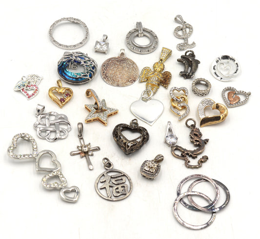 Group lot of Vintage 925 Sterling silver pendants