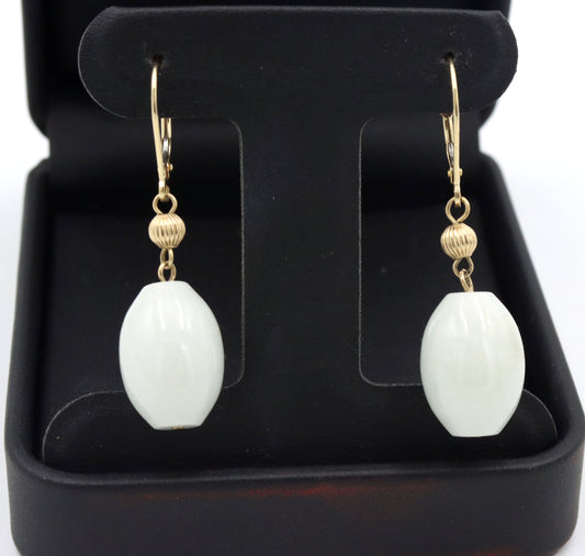14kt Yellow gold Lavender Jade dangle earrings