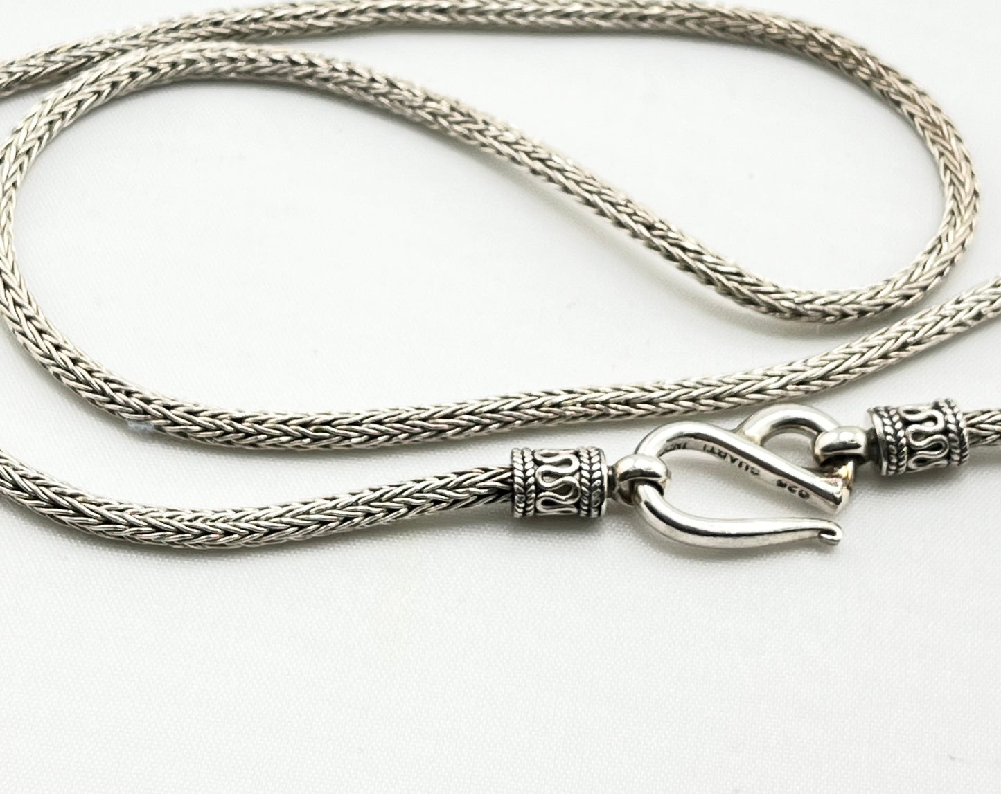 925 Sterling Silver Vintage Atr Deco Marcasite Pendant With Foxtail Suarti Chain Necklace           