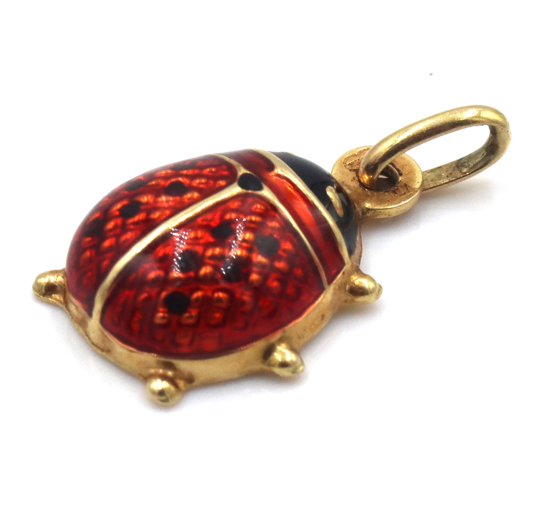 14kt Yellow gold lady bug enamel charm
