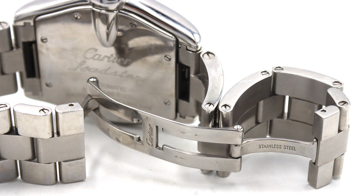 Cartier Roadster Silver Roman Numerals Dial Watch